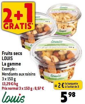 Promotions Mendiants aux raisins - Louis - Valide de 03/01/2024 à 09/01/2024 chez Match