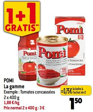 Promotions Pomi tomates concassées - Pomi - Valide de 03/01/2024 à 09/01/2024 chez Match