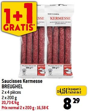 Promotions Saucisses kermesse breughel - BREUGHEL - Valide de 03/01/2024 à 09/01/2024 chez Match