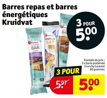 Promotions Barre protéinée crunchy caramel - Produit maison - Kruidvat - Valide de 02/01/2024 à 14/01/2024 chez Kruidvat
