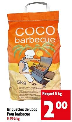 Promotions Briquettes de coco pour barbecue - Produit maison - Match - Valide de 03/01/2024 à 09/01/2024 chez Match