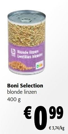 Promoties Boni selection blonde linzen - Boni - Geldig van 02/01/2024 tot 16/01/2024 bij Colruyt