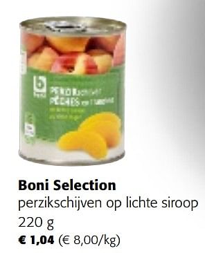 Promoties Boni selection perzikschijven op lichte siroop - Boni - Geldig van 02/01/2024 tot 16/01/2024 bij Colruyt