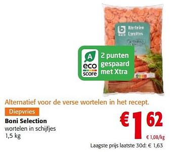 Promoties Boni selection wortelen in schijfjes - Boni - Geldig van 02/01/2024 tot 16/01/2024 bij Colruyt