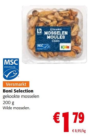 Promoties Boni selection gekookte mosselen - Boni - Geldig van 02/01/2024 tot 16/01/2024 bij Colruyt