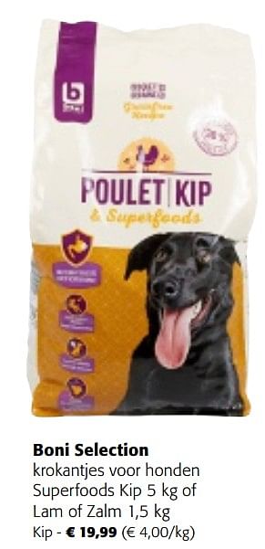 Promoties Boni selection krokantjes voor honden superfoods kip - Boni - Geldig van 02/01/2024 tot 16/01/2024 bij Colruyt