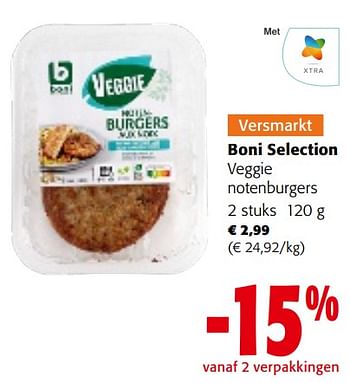 Promoties Boni selection veggie notenburgers - Boni - Geldig van 02/01/2024 tot 16/01/2024 bij Colruyt