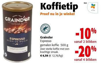 Promoties Graindor espresso gemalen koffie - Graindor - Geldig van 02/01/2024 tot 16/01/2024 bij Colruyt