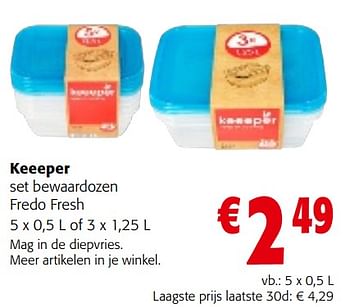 Promoties Keeeper set bewaardozen fredo fresh - Keeeper - Geldig van 02/01/2024 tot 16/01/2024 bij Colruyt