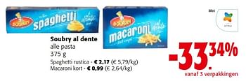 Promoties Soubry al dente alle pasta - Soubry - Geldig van 02/01/2024 tot 16/01/2024 bij Colruyt