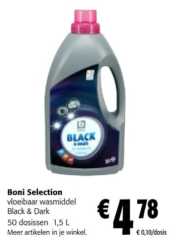 Promoties Boni selection vloeibaar wasmiddel black + dark - Boni - Geldig van 02/01/2024 tot 16/01/2024 bij Colruyt