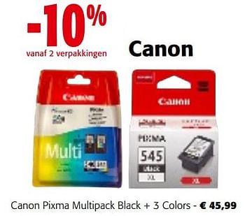 Promoties Canon pixma multipack black + 3 colors - Canon - Geldig van 02/01/2024 tot 16/01/2024 bij Colruyt