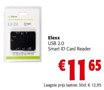 Promoties Elexx usb 2.0 smart id card reader - Elexx - Geldig van 02/01/2024 tot 16/01/2024 bij Colruyt