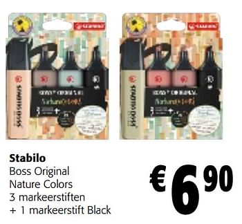 Promoties Stabilo boss original nature colors 3 markeerstiften + 1 markeerstift black - Stabilo - Geldig van 02/01/2024 tot 16/01/2024 bij Colruyt