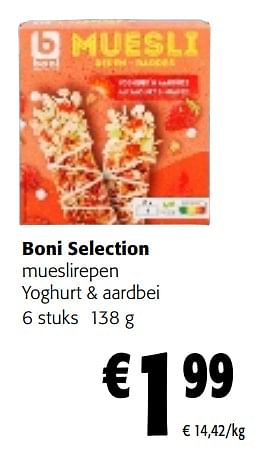 Promoties Boni selection mueslirepen yoghurt + aardbei - Boni - Geldig van 02/01/2024 tot 16/01/2024 bij Colruyt