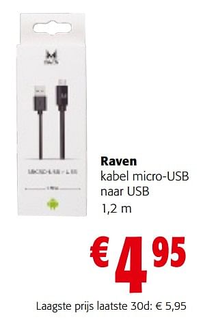 Promoties Raven kabel micro-usb naar usb - Raven - Geldig van 02/01/2024 tot 16/01/2024 bij Colruyt