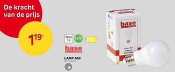 Promoties Lamp a60 - Base Line - Geldig van 03/01/2024 tot 29/01/2024 bij Brico