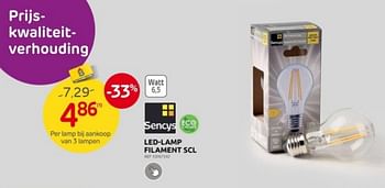 Promoties Led-lamp filament scl - Sencys - Geldig van 03/01/2024 tot 29/01/2024 bij Brico