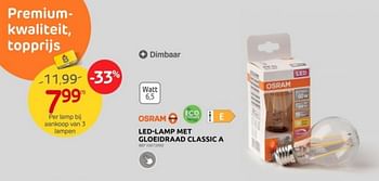 Promoties Led-lamp met gloeidraad classic a - Osram - Geldig van 03/01/2024 tot 29/01/2024 bij Brico