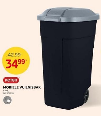 Promoties Mobiele vuilnisbak - Keter - Geldig van 03/01/2024 tot 29/01/2024 bij Brico