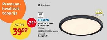 Promoties Plafondlamp superslim - Philips - Geldig van 03/01/2024 tot 29/01/2024 bij Brico