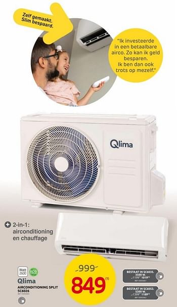 Promoties Qlima airconditioning split sc6026 - Qlima  - Geldig van 03/01/2024 tot 29/01/2024 bij Brico