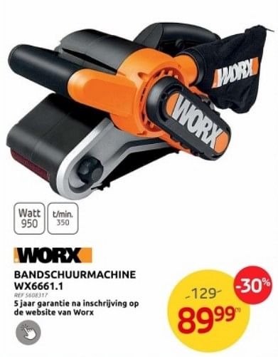 Worx Worx bandschuurmachine wx6661.1 Promotie bij Brico