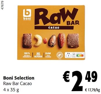 Promoties Boni selection raw bar cacao - Boni - Geldig van 02/01/2024 tot 16/02/2024 bij Colruyt