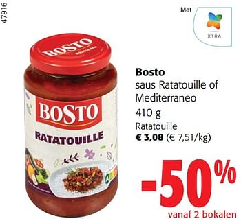 Promoties Bosto saus ratatouille - Bosto - Geldig van 02/01/2024 tot 16/02/2024 bij Colruyt