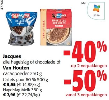 Promoties Jacques alle hagelslag of chocolade of van houten cacaopoeder - Huismerk - Colruyt - Geldig van 02/01/2024 tot 16/02/2024 bij Colruyt