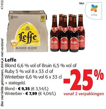 Promoties Leffe blond of bruin of ruby of winterbier - Leffe - Geldig van 02/01/2024 tot 16/02/2024 bij Colruyt