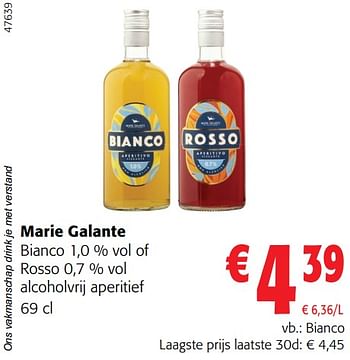 Promoties Marie galante bianco alcoholvrij aperitief - Marie Galante - Geldig van 02/01/2024 tot 16/02/2024 bij Colruyt