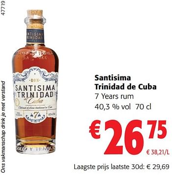 Promotions Santisima trinidad de cuba 7 years rum - Santisima Trinidad de Cuba - Valide de 02/01/2024 à 16/02/2024 chez Colruyt
