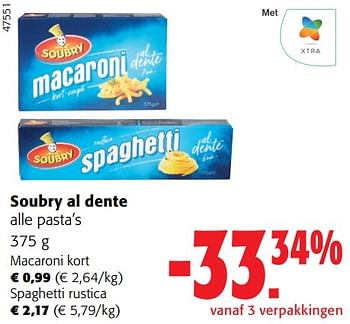 Promoties Soubry al dente alle pasta’s - Soubry - Geldig van 02/01/2024 tot 16/02/2024 bij Colruyt