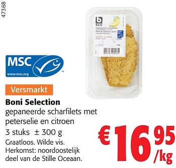 Promoties Boni selection gepaneerde scharfilets met peterselie en citroen - Boni - Geldig van 02/01/2024 tot 16/02/2024 bij Colruyt