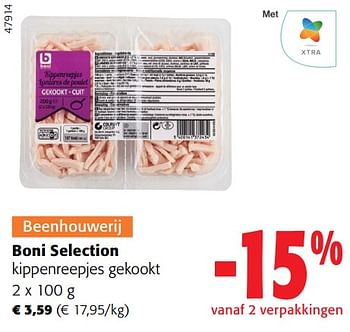 Promoties Boni selection kippenreepjes gekookt - Boni - Geldig van 02/01/2024 tot 16/02/2024 bij Colruyt