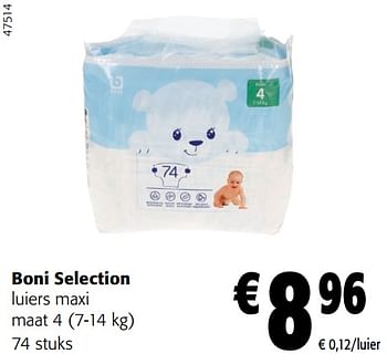 Promoties Boni selection luiers maxi maat 4 - Boni - Geldig van 02/01/2024 tot 16/02/2024 bij Colruyt