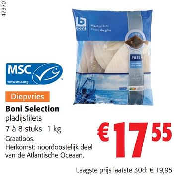 Promoties Boni selection pladijsfilets - Boni - Geldig van 02/01/2024 tot 16/02/2024 bij Colruyt