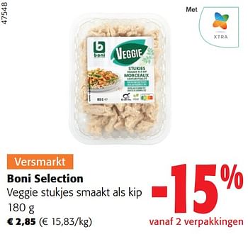 Promoties Boni selection veggie stukjes smaakt als kip - Boni - Geldig van 02/01/2024 tot 16/02/2024 bij Colruyt