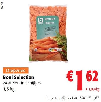Promoties Boni selection wortelen in schijfjes - Boni - Geldig van 02/01/2024 tot 16/02/2024 bij Colruyt
