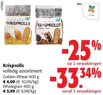 Promoties Krisprolls volledig assortiment - Krisprolls - Geldig van 02/01/2024 tot 16/02/2024 bij Colruyt