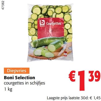 Promoties Boni selection courgettes in schijfjes - Boni - Geldig van 02/01/2024 tot 16/02/2024 bij Colruyt