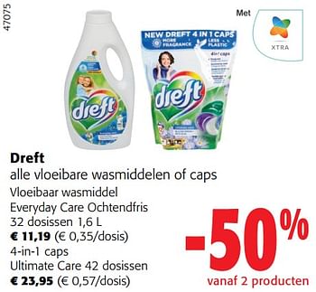 Promoties Dreft alle vloeibare wasmiddelen of caps - Dreft - Geldig van 02/01/2024 tot 16/02/2024 bij Colruyt