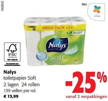 Promoties Nalys toiletpapier soft - Nalys - Geldig van 02/01/2024 tot 16/02/2024 bij Colruyt