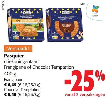 Promoties Pasquier driekoningentaart frangipane of chocolat temptation - Brioche pasquier - Geldig van 02/01/2024 tot 16/02/2024 bij Colruyt