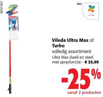 Promoties Vileda ultra max dweil en steel met sprayfunctie - Vileda - Geldig van 02/01/2024 tot 16/02/2024 bij Colruyt