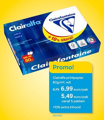Promotions Clairalfa printpapier - Clairefontaine - Valide de 01/01/2024 à 15/03/2024 chez Ava