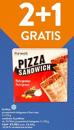 Promoties Piz’wich pizzasandwich bolognese - Piz'Wich - Geldig van 02/01/2024 tot 16/01/2024 bij OKay