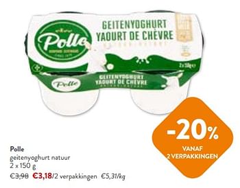 Promoties Polle geitenyoghurt natuur - Polle - Geldig van 02/01/2024 tot 16/01/2024 bij OKay