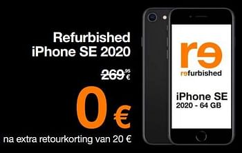 Promoties Apple refurbished iphone se 2020 - Apple - Geldig van 03/01/2024 tot 31/01/2024 bij Orange